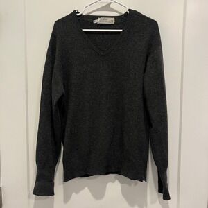 Vintage Bernhard Altmann Lytton's Cashmere V-Neck Sweater Charcoal Grey Mens M